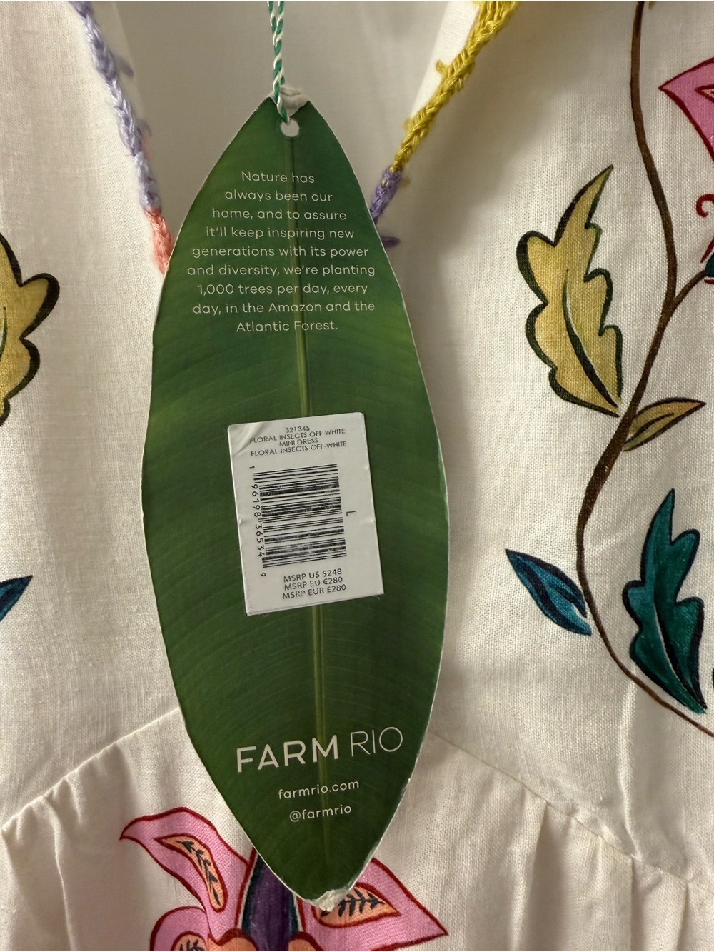 NWT Farm Rio Floral Insects Off White Mini Dress - Picture 13 of 13